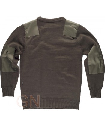 Jersey de cuello redondo con refuerzos en codos color kaki