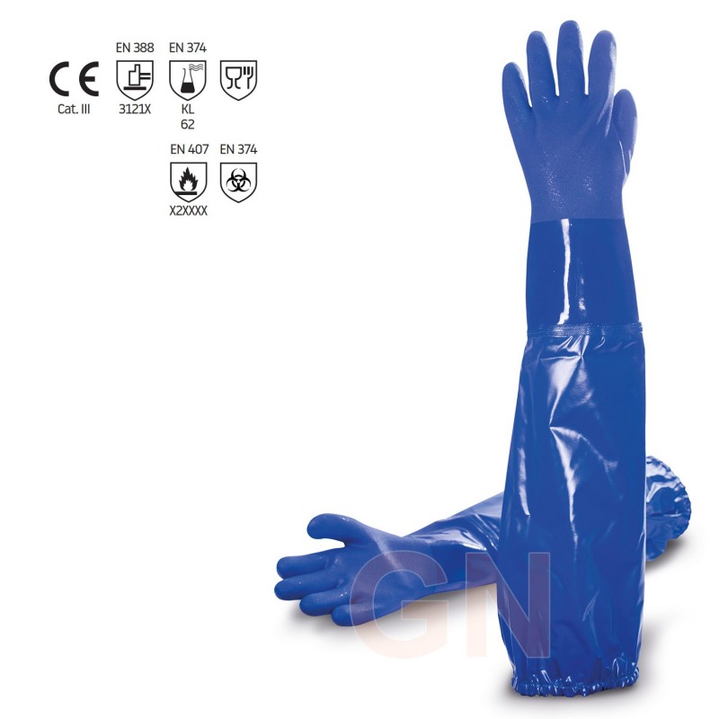 Guante extra largo de doble capa de PVC de 62 cm