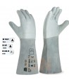 Guantes largos de piel flor y manguito de serraje