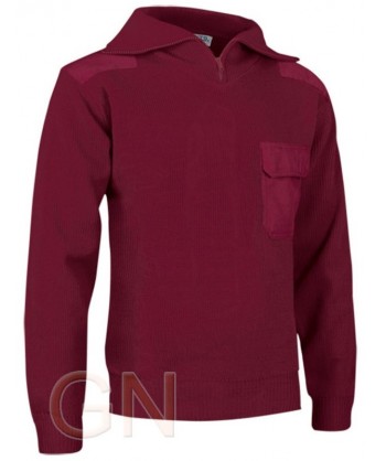 Jersey de  media cremallera con refuerzos en hombros y codos color granate
