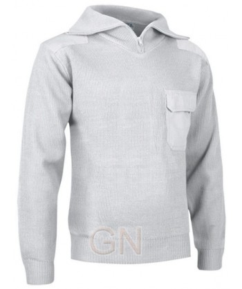 Jersey de  media cremallera con refuerzos en hombros y codos color blanco