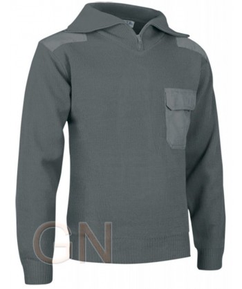 Jersey de  media cremallera con refuerzos en hombros y codos color gris