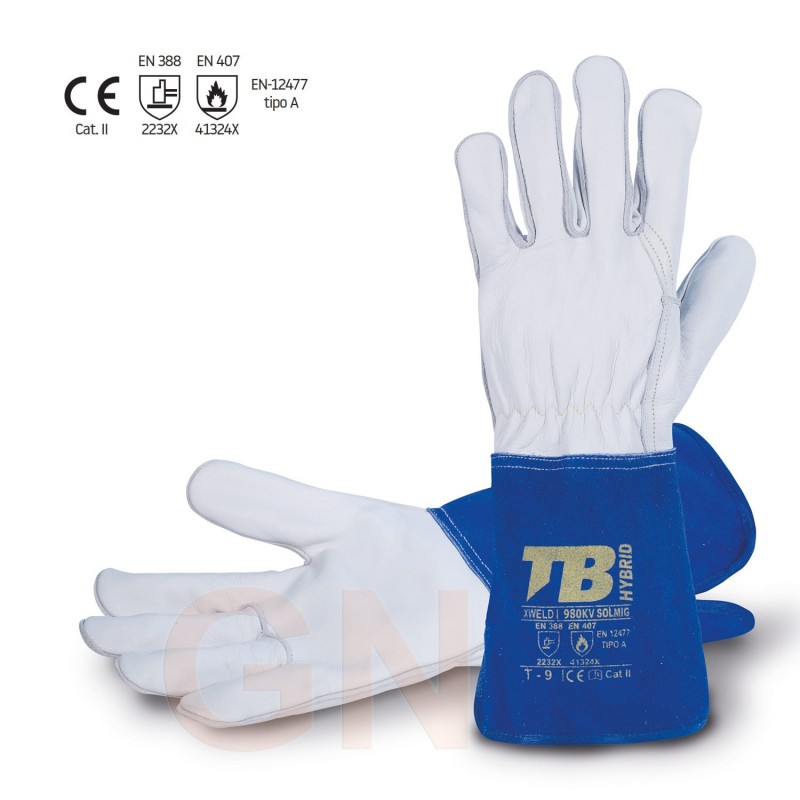 Guantes de piel flor de búfalo para soldadura MIG -33 cm-