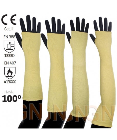 Manguitos de kevlar para altas temperaturas y con nivel 3 anticorte