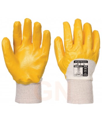 Guante de nitrilo amarillo dorso fresco y puño elástico