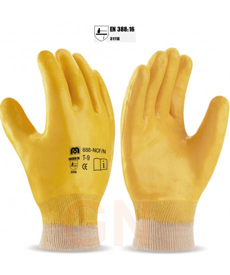 Guante de nitrilo amarillo todo cubierto