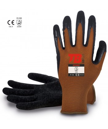 Guantes finos de látex rugoso negro con soporte de nailon