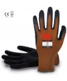 Guantes finos de látex rugoso negro con soporte de nailon