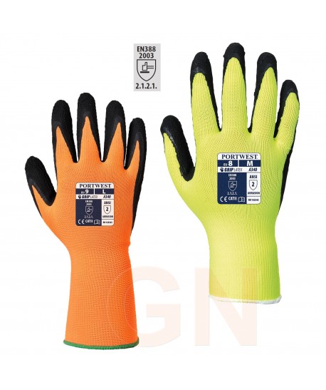 Guantes de látex rugoso con soporte de poliéster y puño elástico