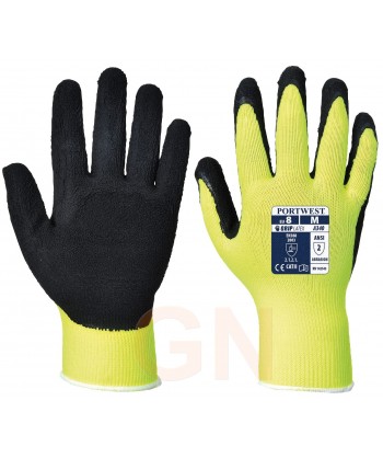 Guantes de látex rugoso con soporte de poliéster y puño elástico