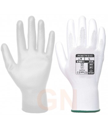 Guantes finos de nailon y poliuretano color blanco