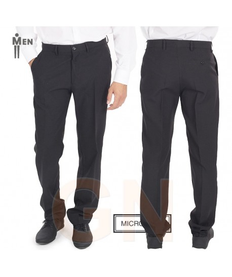 Pantalón de caballero de microfibra, recto de vestir con pinzas