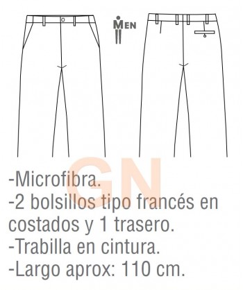 Pantalón de caballero de microfibra, recto de vestir con pinzas