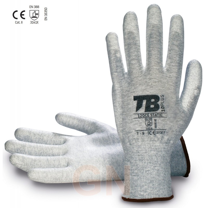 Guantes antiestáticos con la palma y los dedos de PU según la norma EN 16350