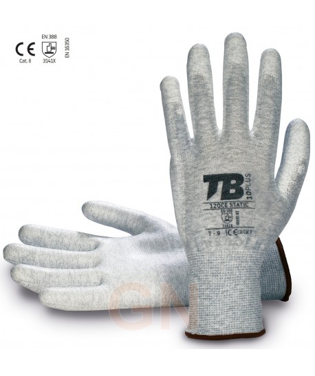 Guantes antiestáticos con la palma y los dedos de PU según la norma EN 16350