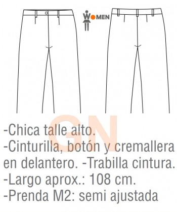 Pantalón de microfibra sin bolsillos para camarera