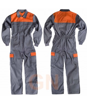 Buzo tergal combinado gris/naranja