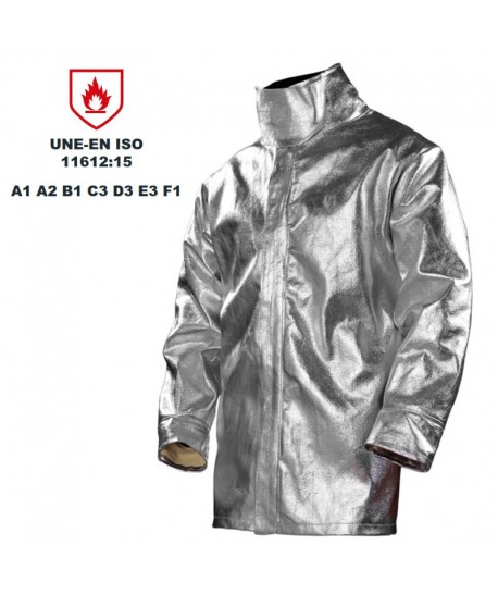 Chaquetón aluminizado y kevlar muy ligero de una capa 3/4, hasta 250 ºC