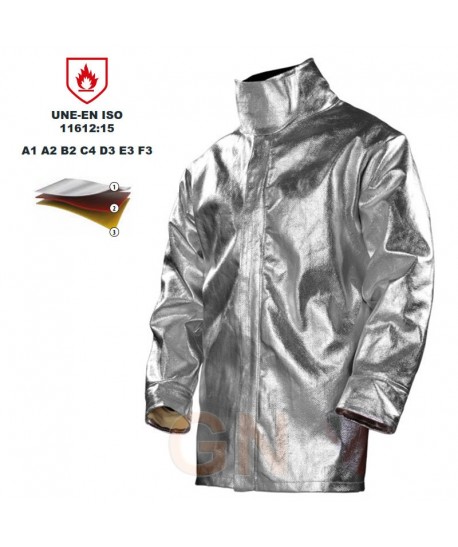 Chaquetón aluminizado 3/4 de tres capas que soporta hasta los 500 ºC