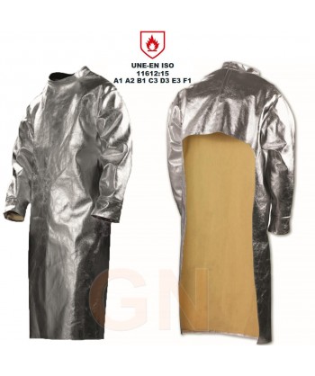 Mandil aluminizado de una capa con mangas para altas temperaturas