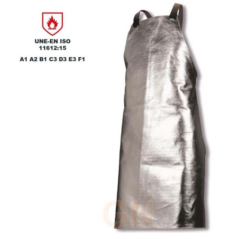 Mandil aluminizado de una capa con Para-aramida, muy ligero  250ºC