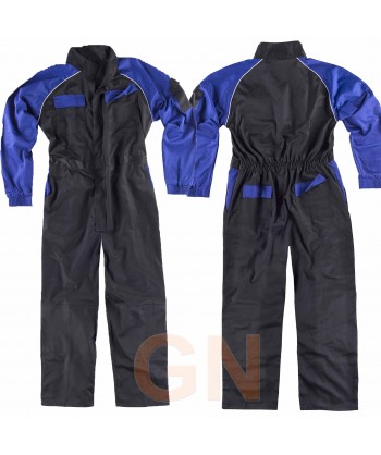 Buzo deportivo de tergal combinado negro/azulina