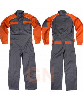 Buzo deportivo de tergal combinado gris/naranja