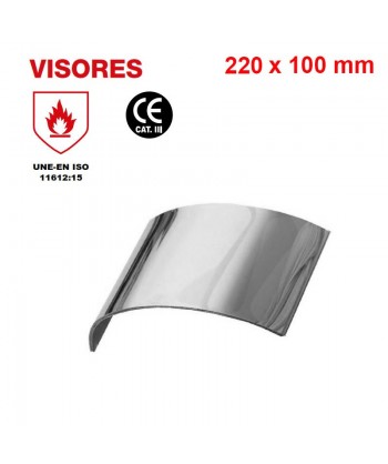 Visor de vidrio trilaminado transparente para capuchón (220 x 100 mm)