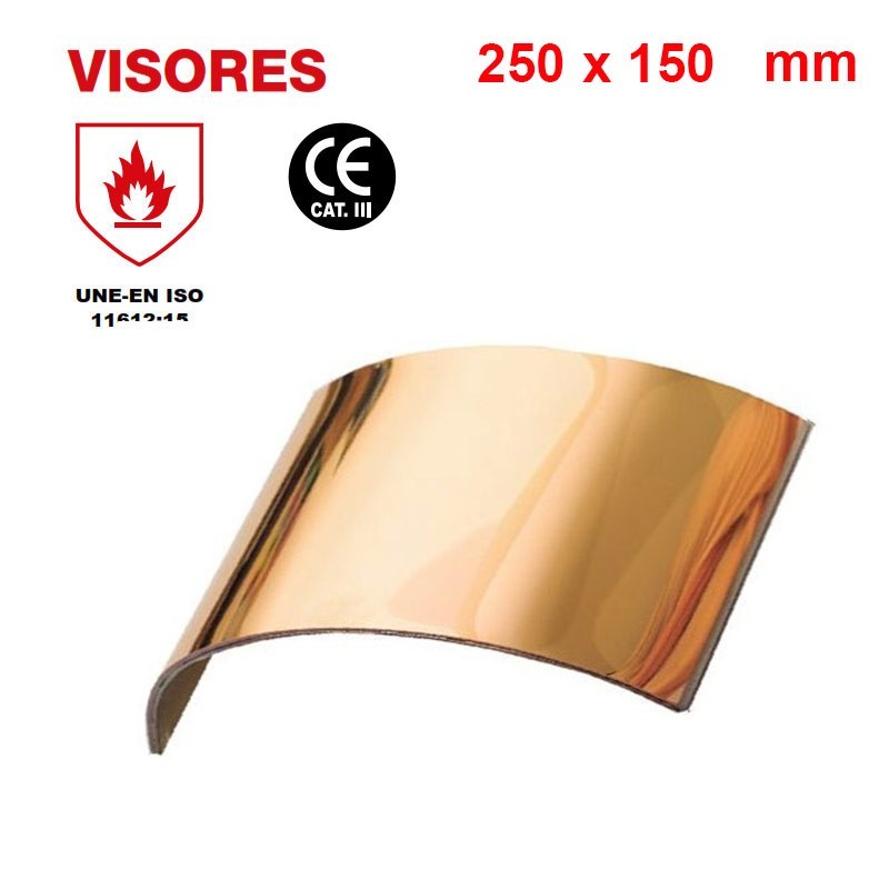 Visor de vidrio trilaminado oro para capuchón aluminizado