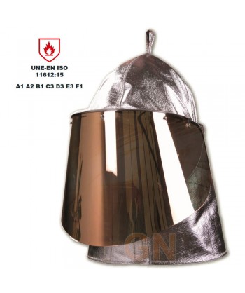 Cubrecasco con casco ignífugo y visor oro