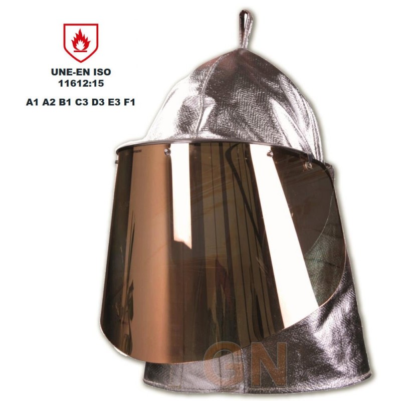 Cubrecasco con casco ignífugo y visor oro