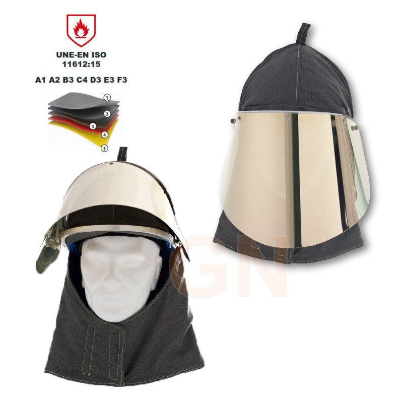 Cubrecasco tejido cerámico con cinco capas 800ºC y visor oro