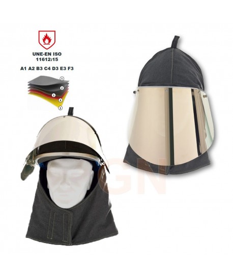 Cubrecasco tejido cerámico con cinco capas 800ºC y visor oro