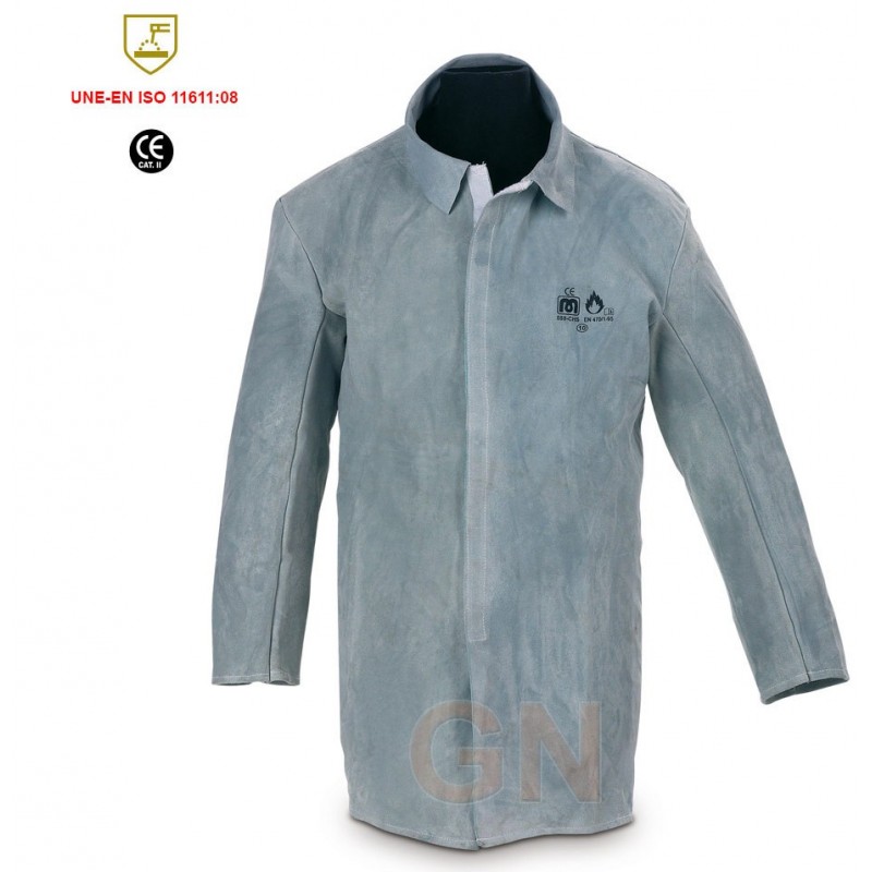 Chaqueta para soldadura de serraje gris