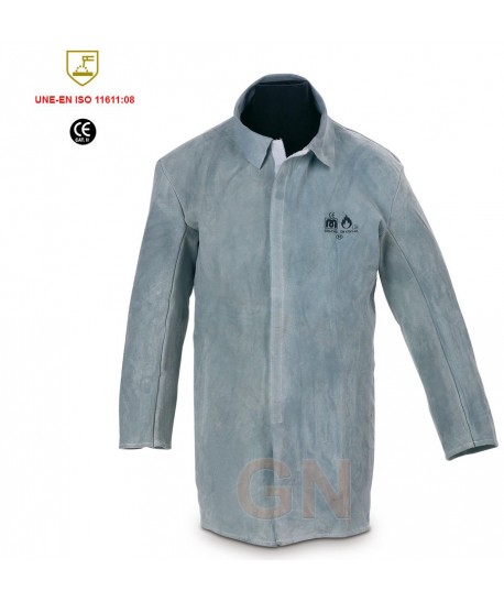 Chaqueta para soldadura de serraje gris