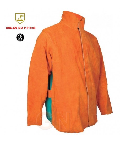 Chaqueta de serraje amarillo con espalda de algodón
