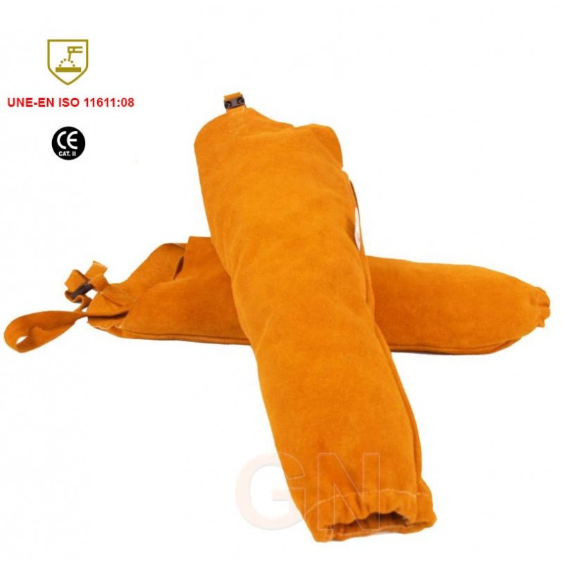 Manguitos al hombro de serraje amarillo para soldadura profesional
