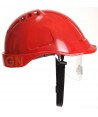 Casco de seguridad ventilado con gafas integradas color rojo