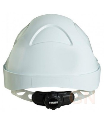 Casco con ruleta de ajuste y protección eléctrica color blanco