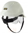Casco de protección con con visor retráctil eléctricamente aislante para instalaciones de baja tensión