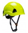 Casco ventilado con visera corta para trabajos en altura