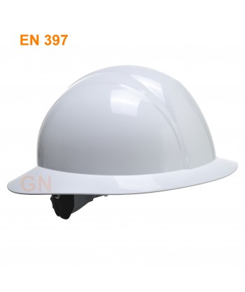Casco de seguridad con ala ancha y ruleta