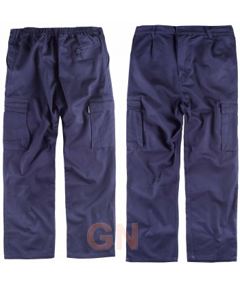 Pantalón multibolsillos ligero de algodón marino