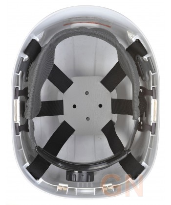 Casco dieléctrico para trabajos en altura con visea corta
