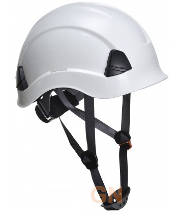 Casco dieléctrico para trabajos en altura con visera corta color blanco