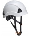Casco dieléctrico para trabajos en altura con visera corta color blanco