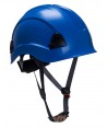 Casco dieléctrico para trabajos en altura con visera corta color azul