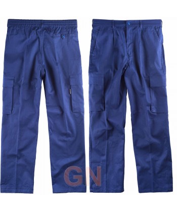 Pantalón multibolsillos ligero de algodón azulina