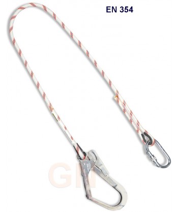 Amarre de cuerda con mosquetón y gancho de acero de 55 mm