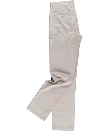 Pantalón tipo chino tejido elástico beige para mujer